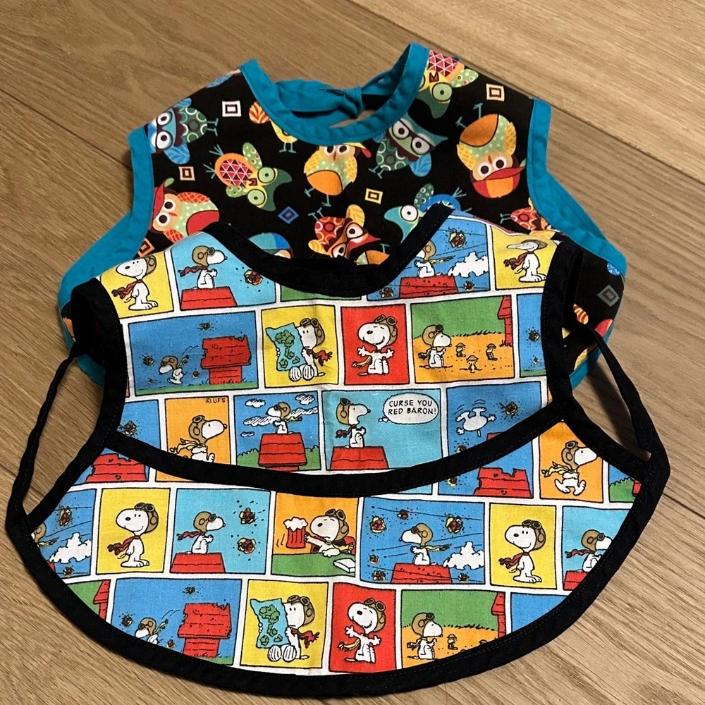 Handmade Colorful Print Toddler Bib Set